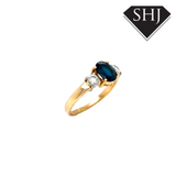 18CT Yellow Gold Sapphire and Diamond Ring