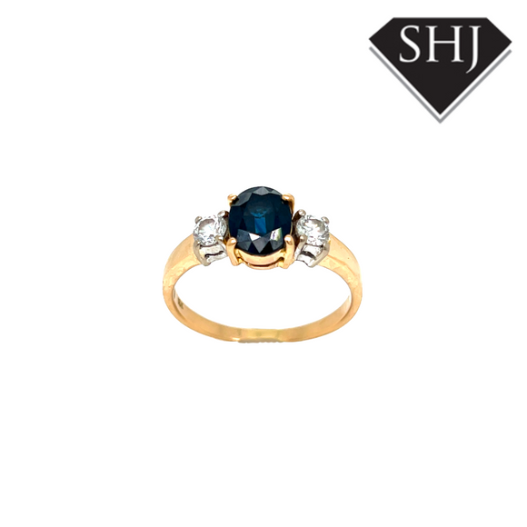 18CT Yellow Gold Sapphire and Diamond Ring