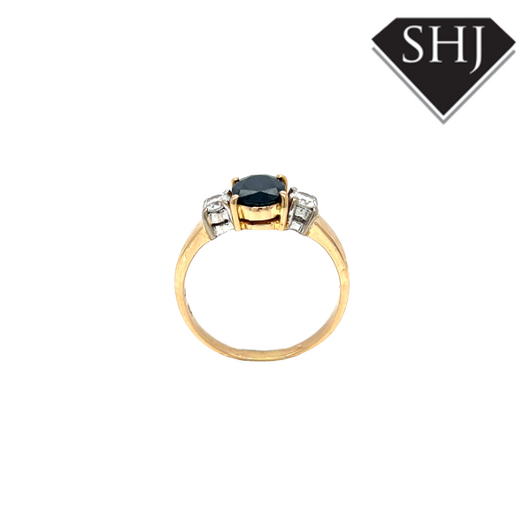 18CT Yellow Gold Sapphire and Diamond Ring