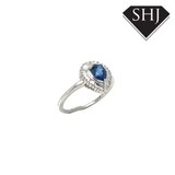 18ct White Gold Sapphire & Diamond Pear Cut Cluster Ring