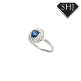 18ct White Gold Sapphire & Diamond Pear Cut Cluster Ring