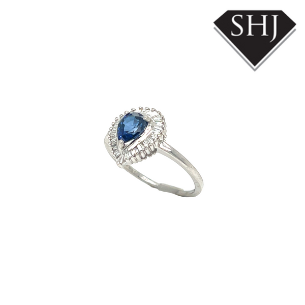 18ct White Gold Sapphire & Diamond Pear Cut Cluster Ring