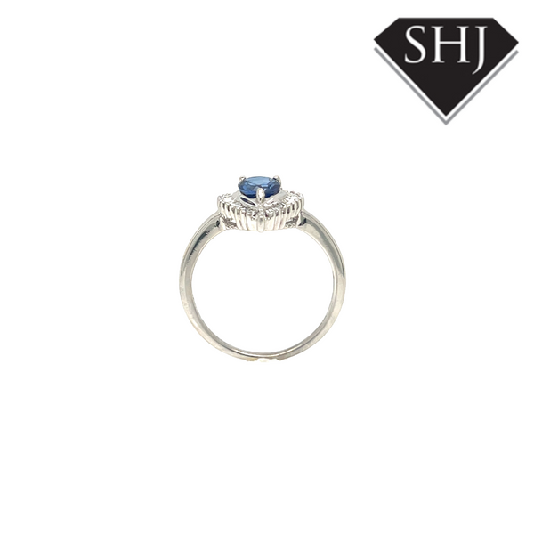 18ct White Gold Sapphire & Diamond Pear Cut Cluster Ring