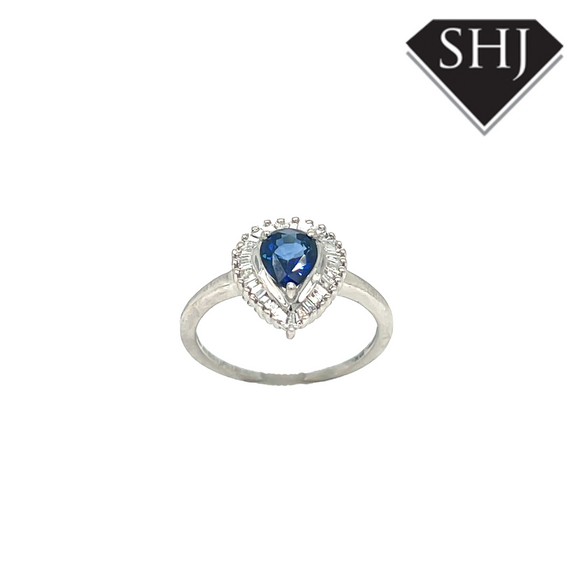 18ct White Gold Sapphire & Diamond Pear Cut Cluster Ring