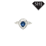 18ct White Gold Sapphire & Diamond Pear Cut Cluster Ring