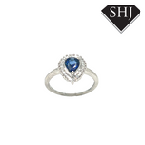 18ct White Gold Sapphire & Diamond Pear Cut Cluster Ring