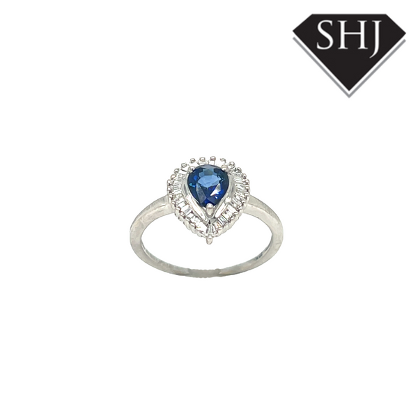 18ct White Gold Sapphire & Diamond Pear Cut Cluster Ring