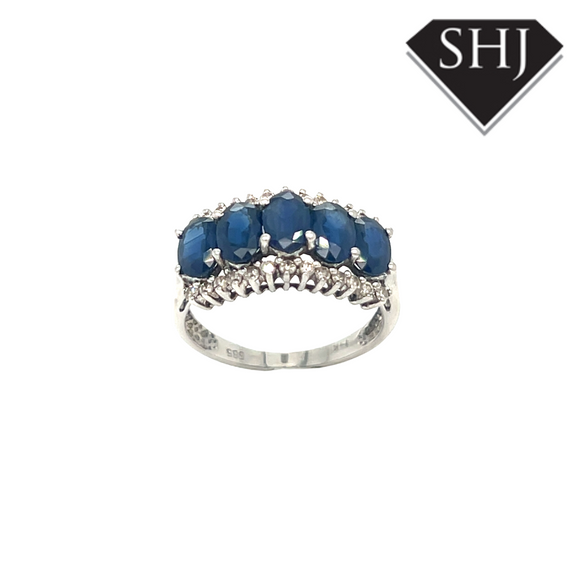 14ct White Gold Sapphire and Diamond Ring