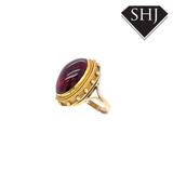 9ct Yellow Gold Oval Garnet Ring