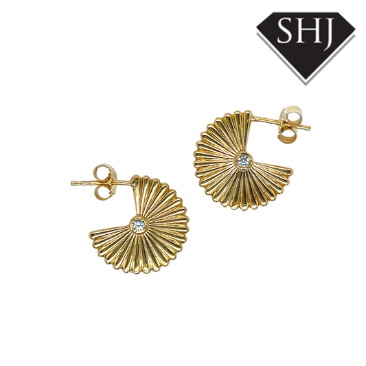 Gold Plated Silver Fan Earrings