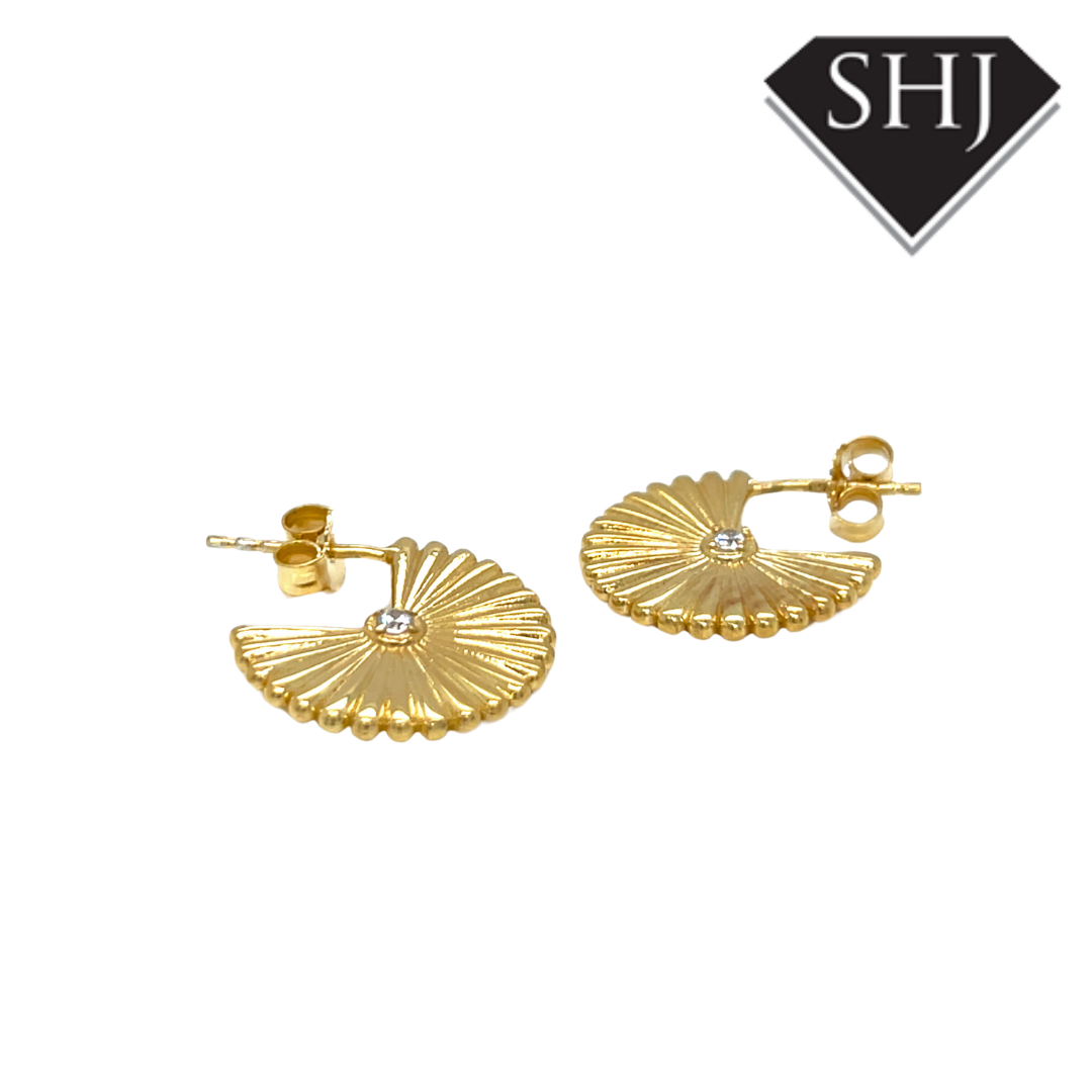 Gold Plated Silver Fan Earrings