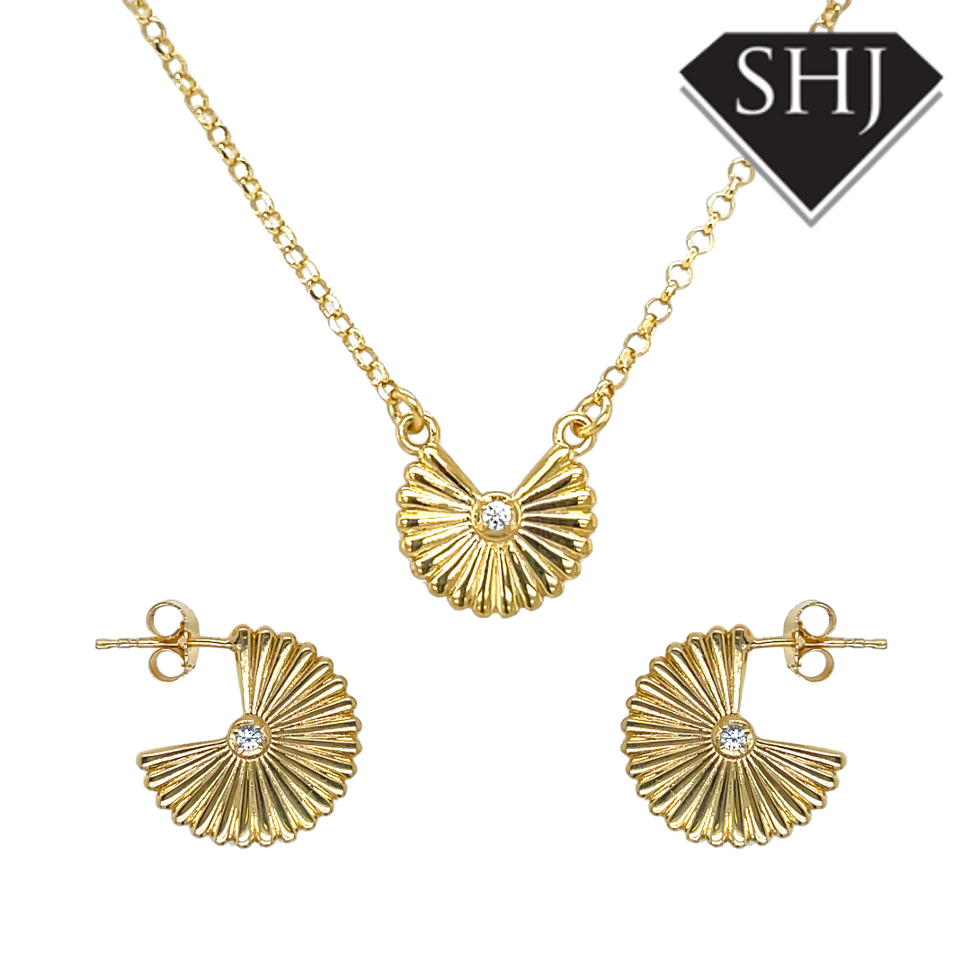 Gold Plated Silver Fan Earrings
