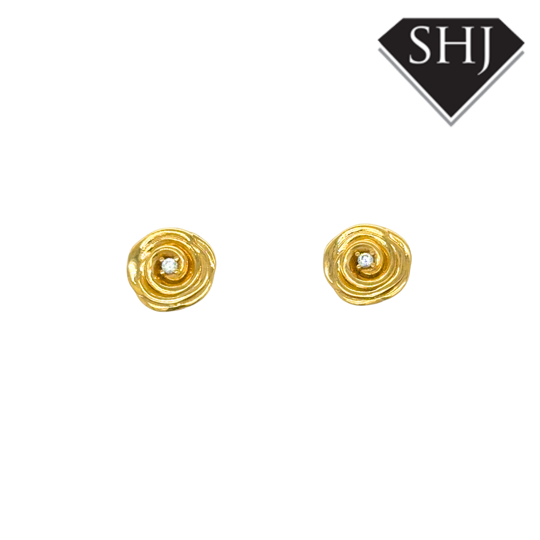 Silver Gold Plated CZ Swirl Earrings
