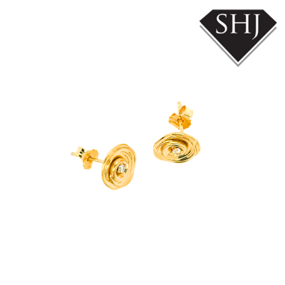 Silver Gold Plated CZ Swirl Earrings