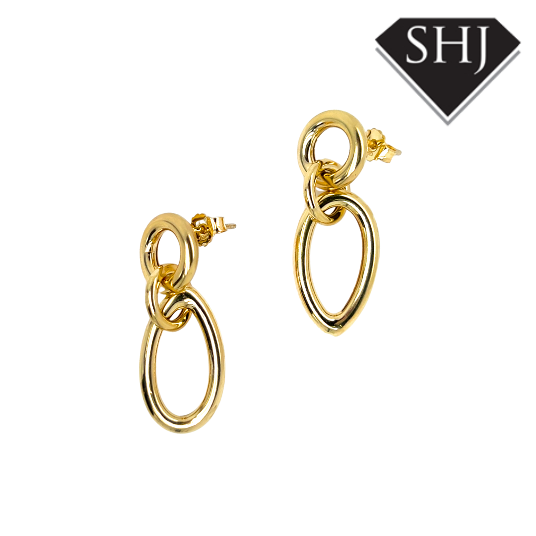 Gold Plated Silver Chain Drop Earrings