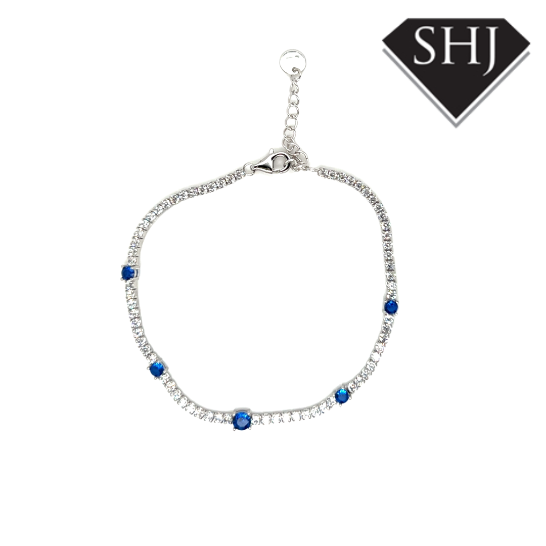 Silver Blue CZ Bracelet