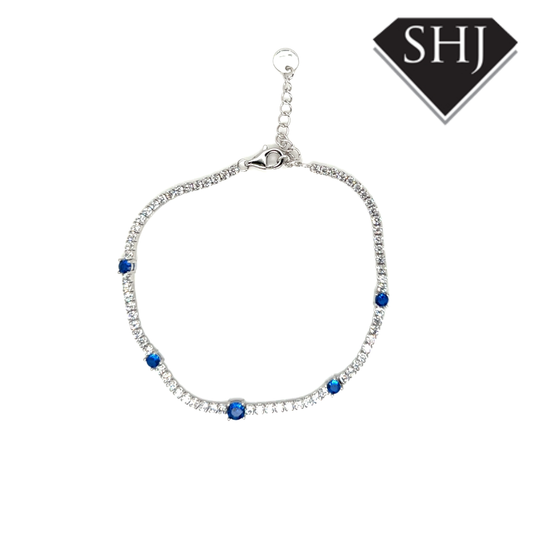 Silver Blue CZ Bracelet