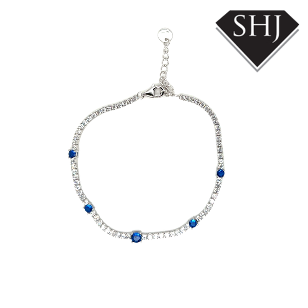 Silver Blue CZ Bracelet