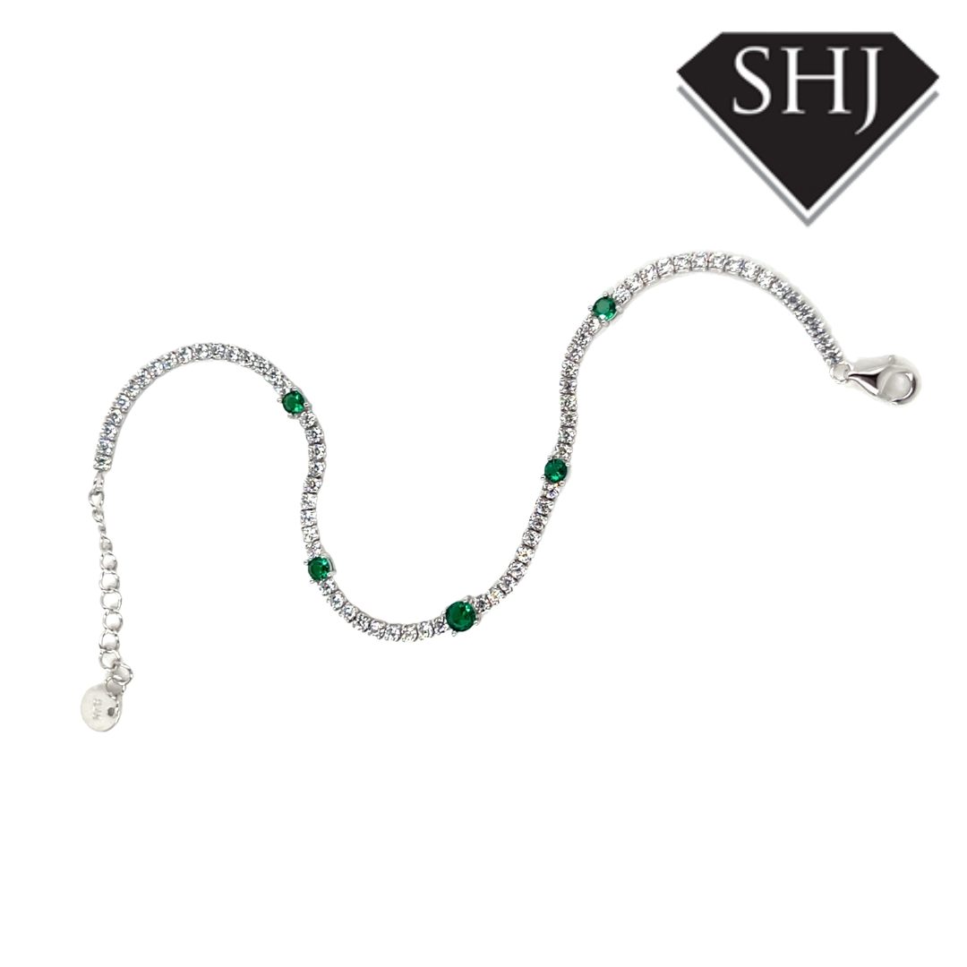Silver Green CZ Bracelet