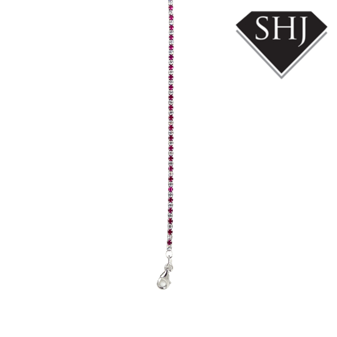 Silver Red CZ Bracelet