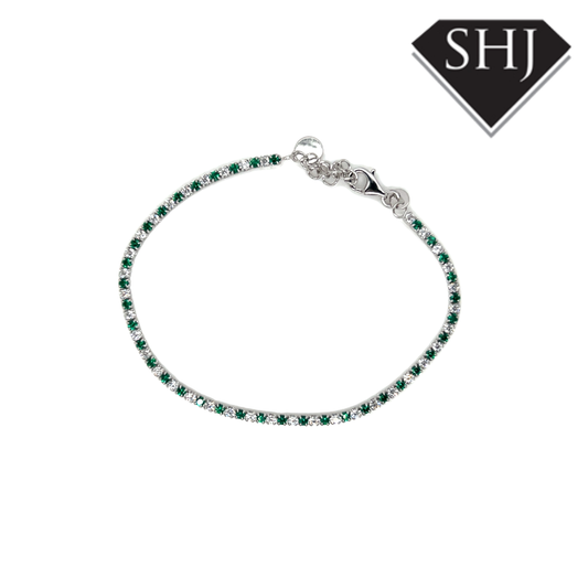 Silver Green CZ Bracelet