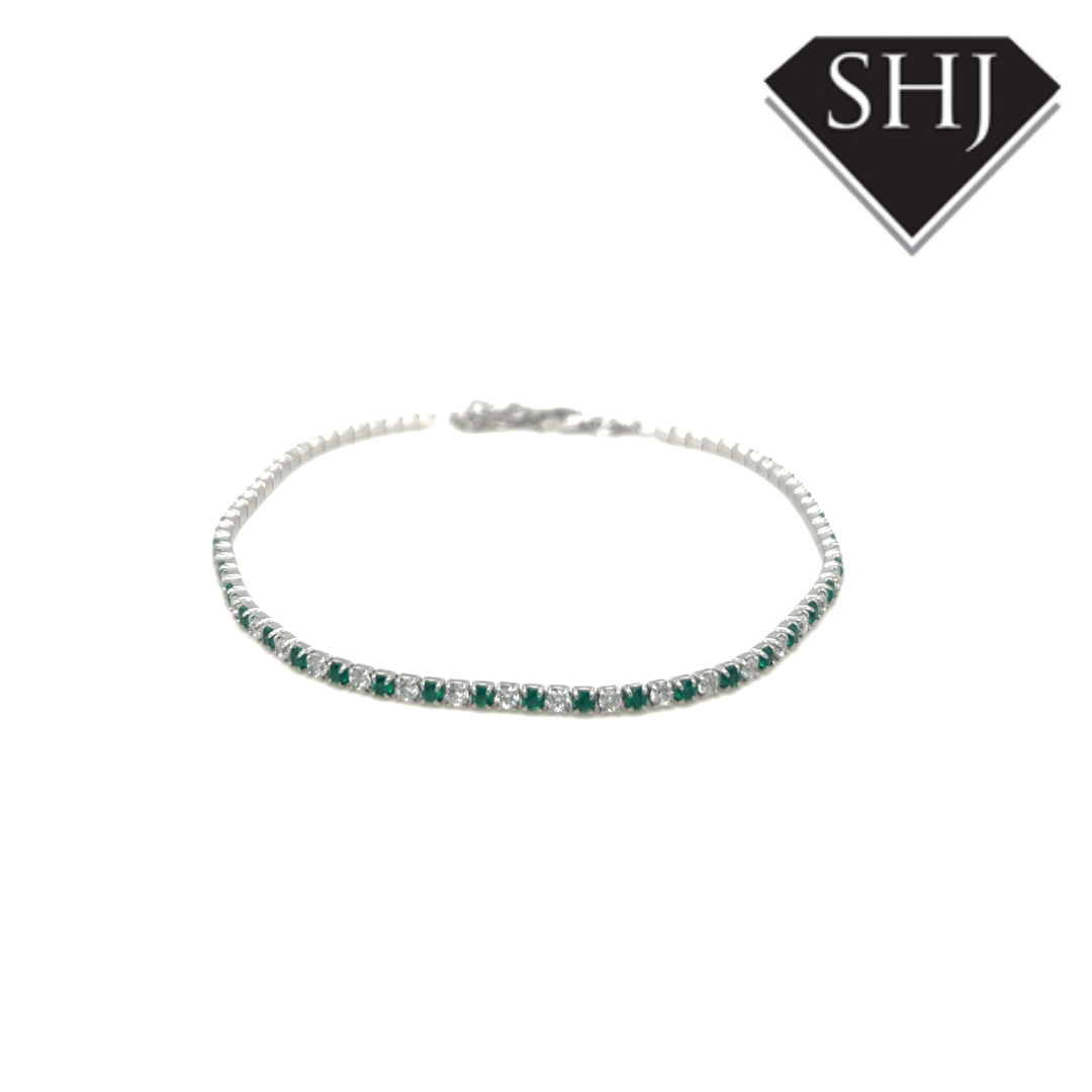 Silver Green CZ Bracelet