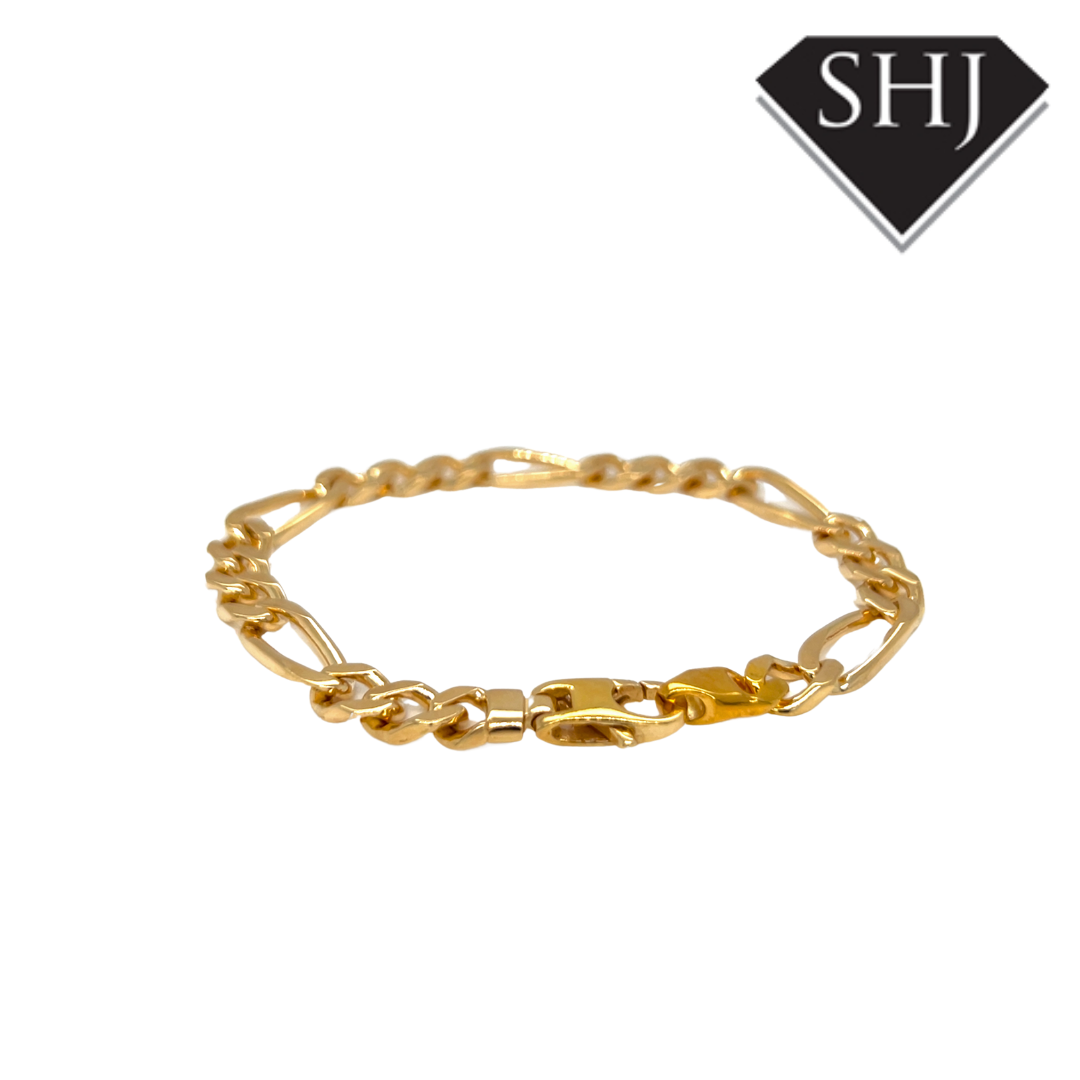 24CT Gold Plated Silver Figaro Bracelet
