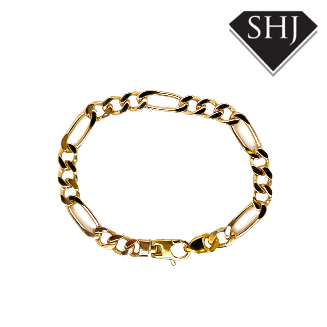 24CT Gold Plated Silver Figaro Bracelet