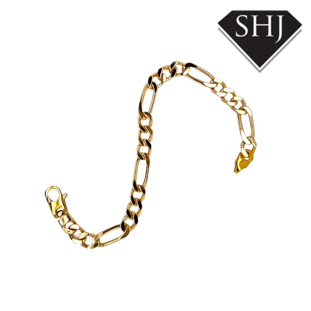 24CT Gold Plated Silver Figaro Bracelet