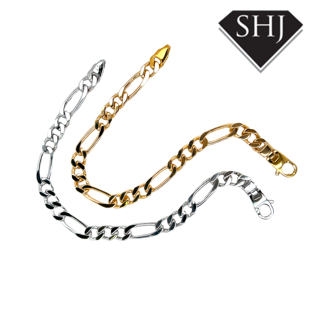 24CT Gold Plated Silver Figaro Bracelet