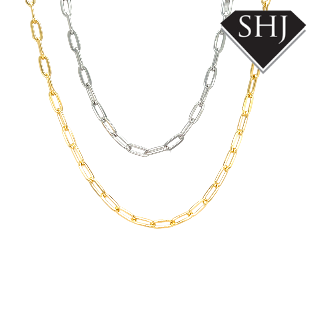 Gold Plated Silver 18" Paperclip Chain