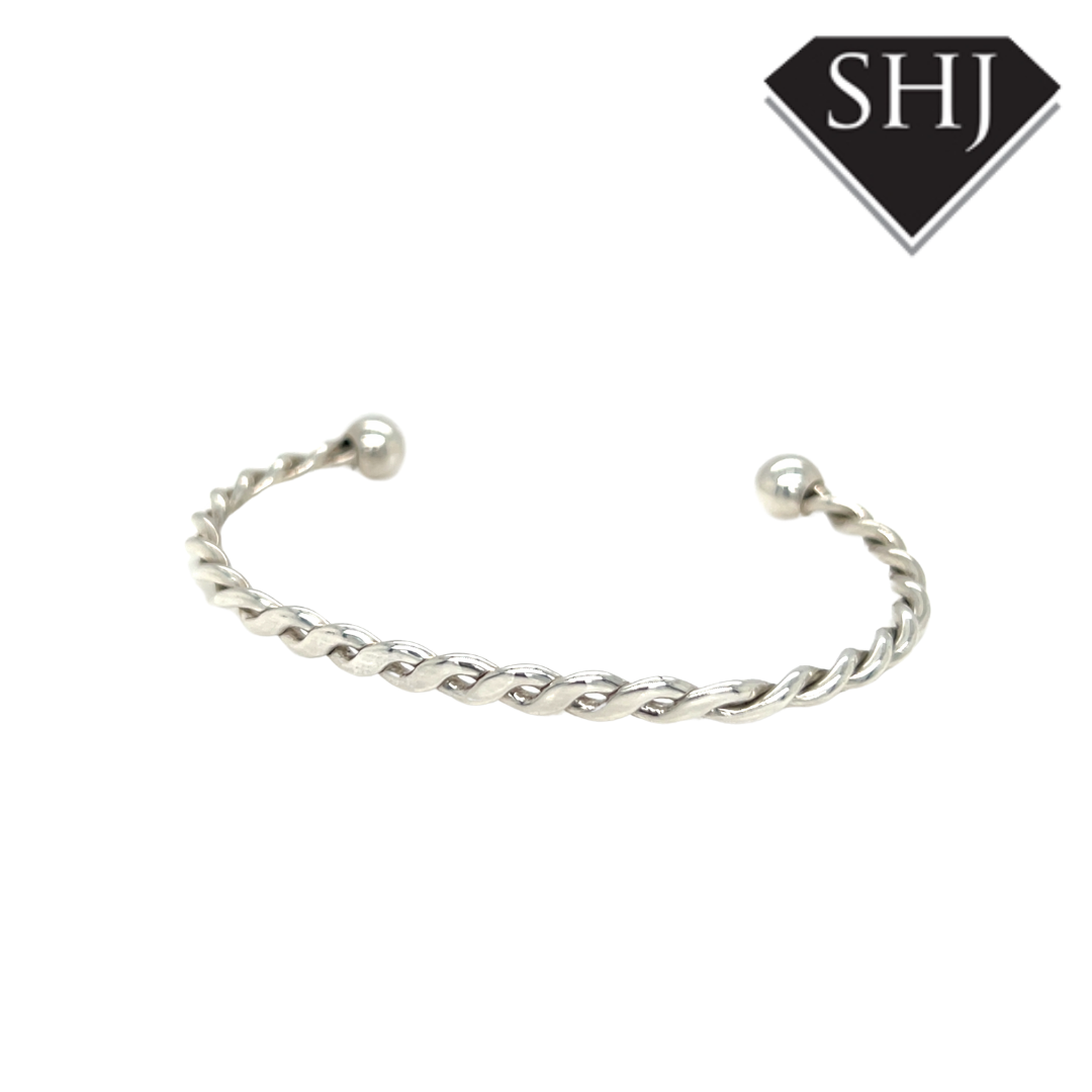 Silver Braided Torque Bangle