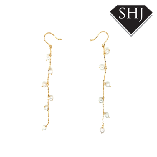 9ct Yellow Gold Pearl Drop Earrings