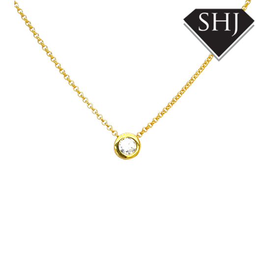 Gold Plated Silver Bezel Set Necklace