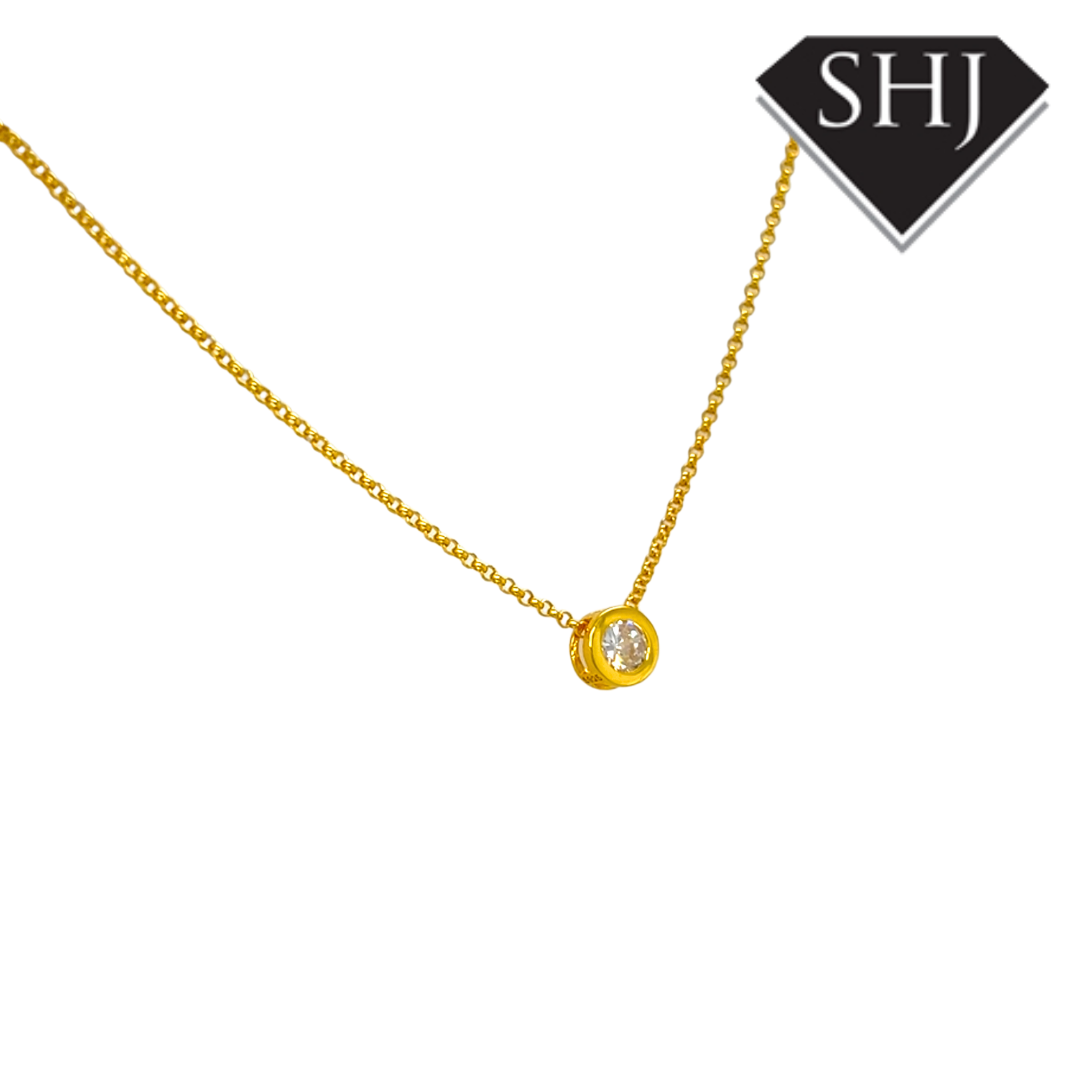 Gold Plated Silver Bezel Set Necklace