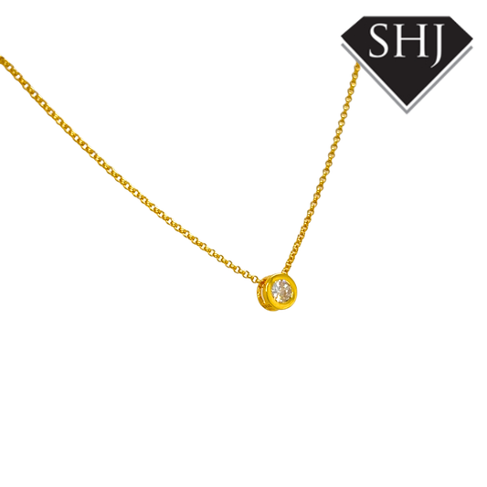 Gold Plated Silver Bezel Set Necklace