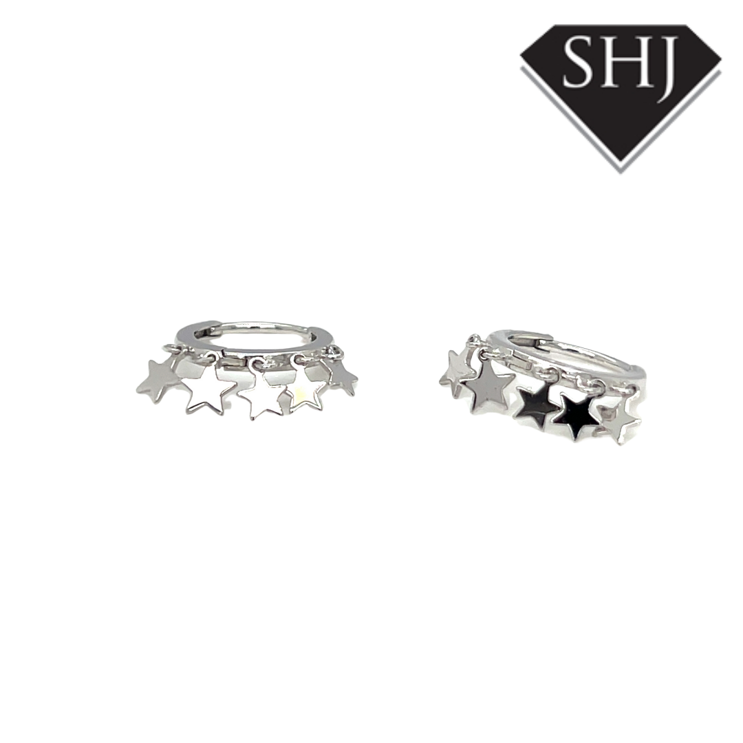 Silver Star Hoop Earrings
