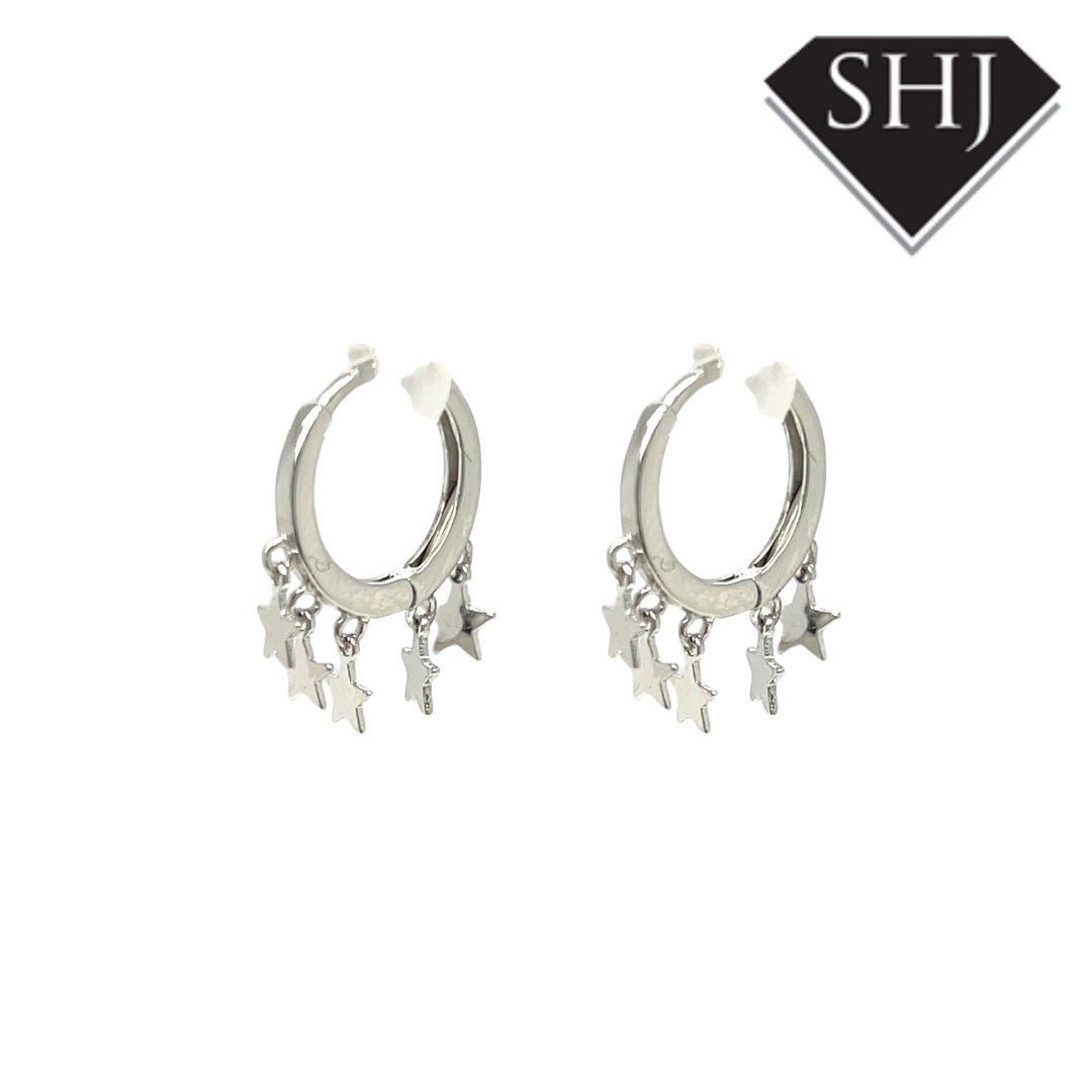 Silver Star Hoop Earrings