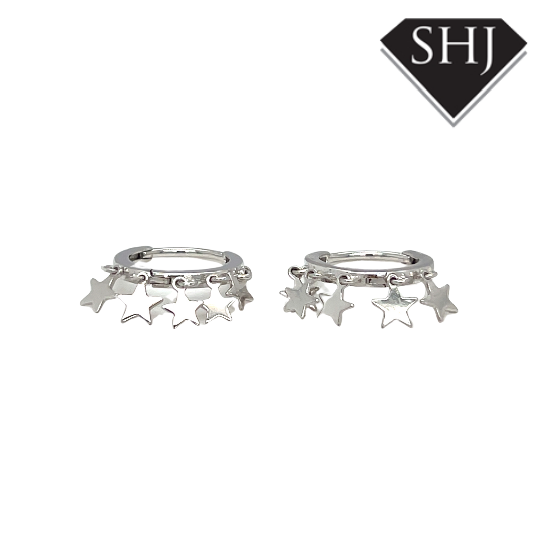 Silver Star Hoop Earrings
