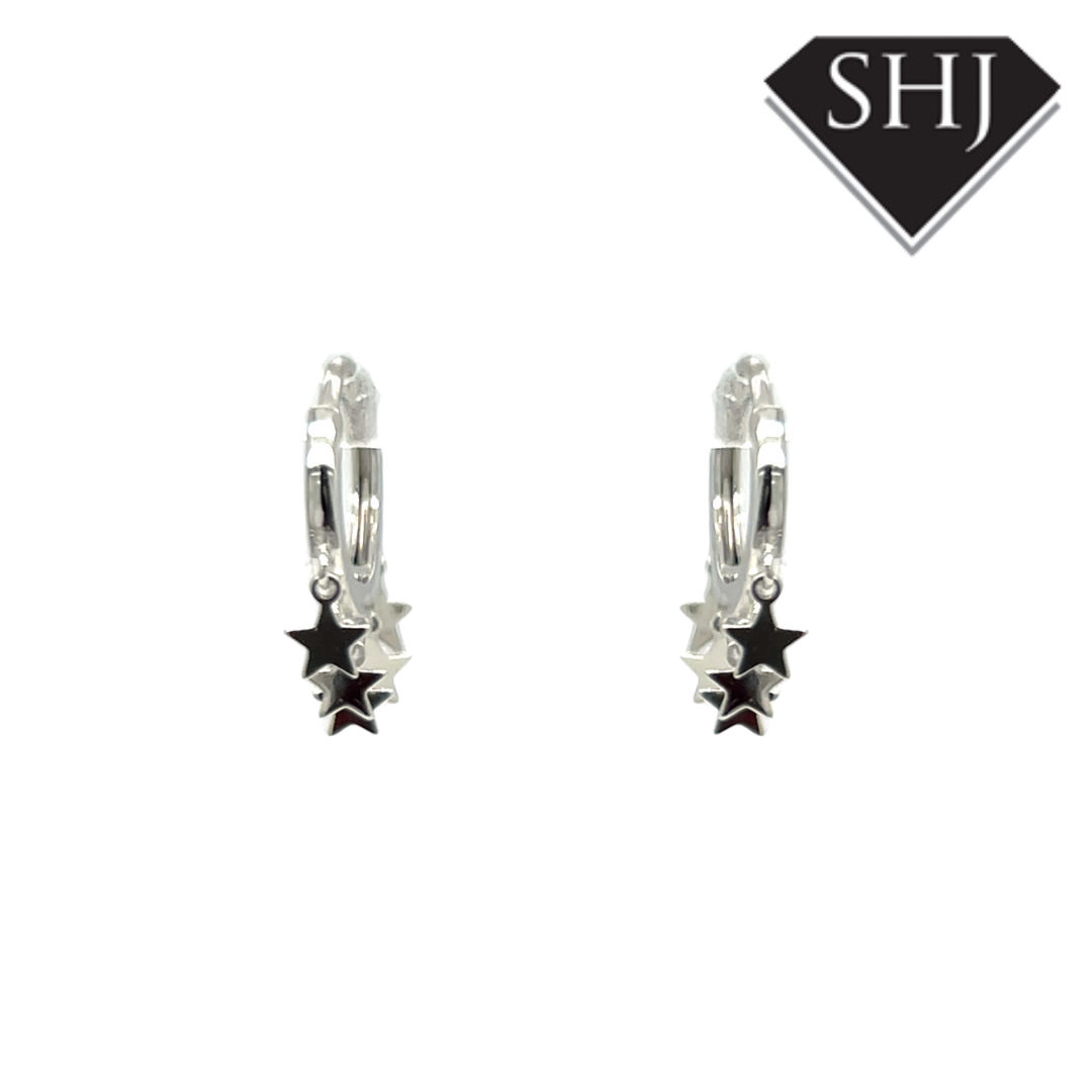Silver Star Hoop Earrings
