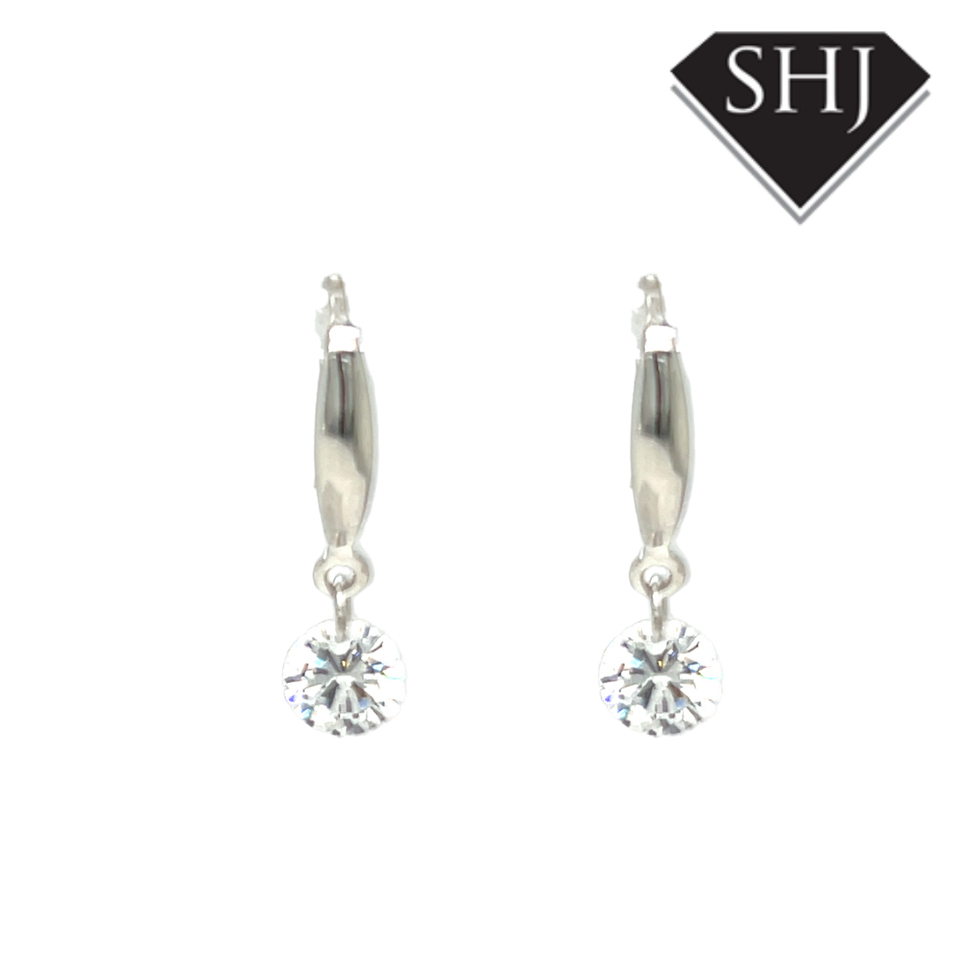 Silver CZ Drop Earrings