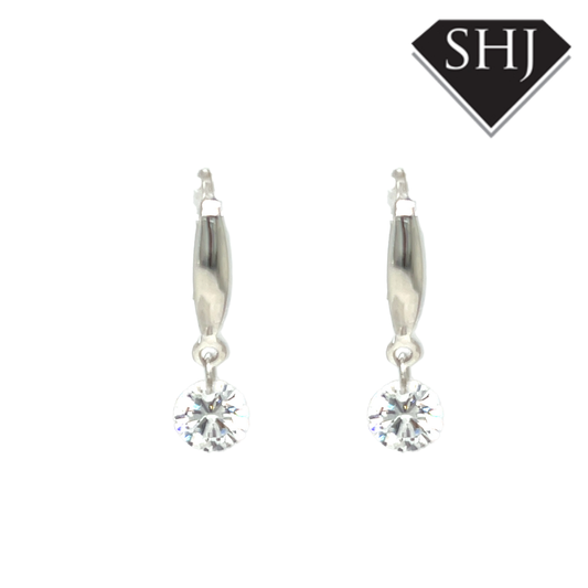 Silver CZ Drop Earrings