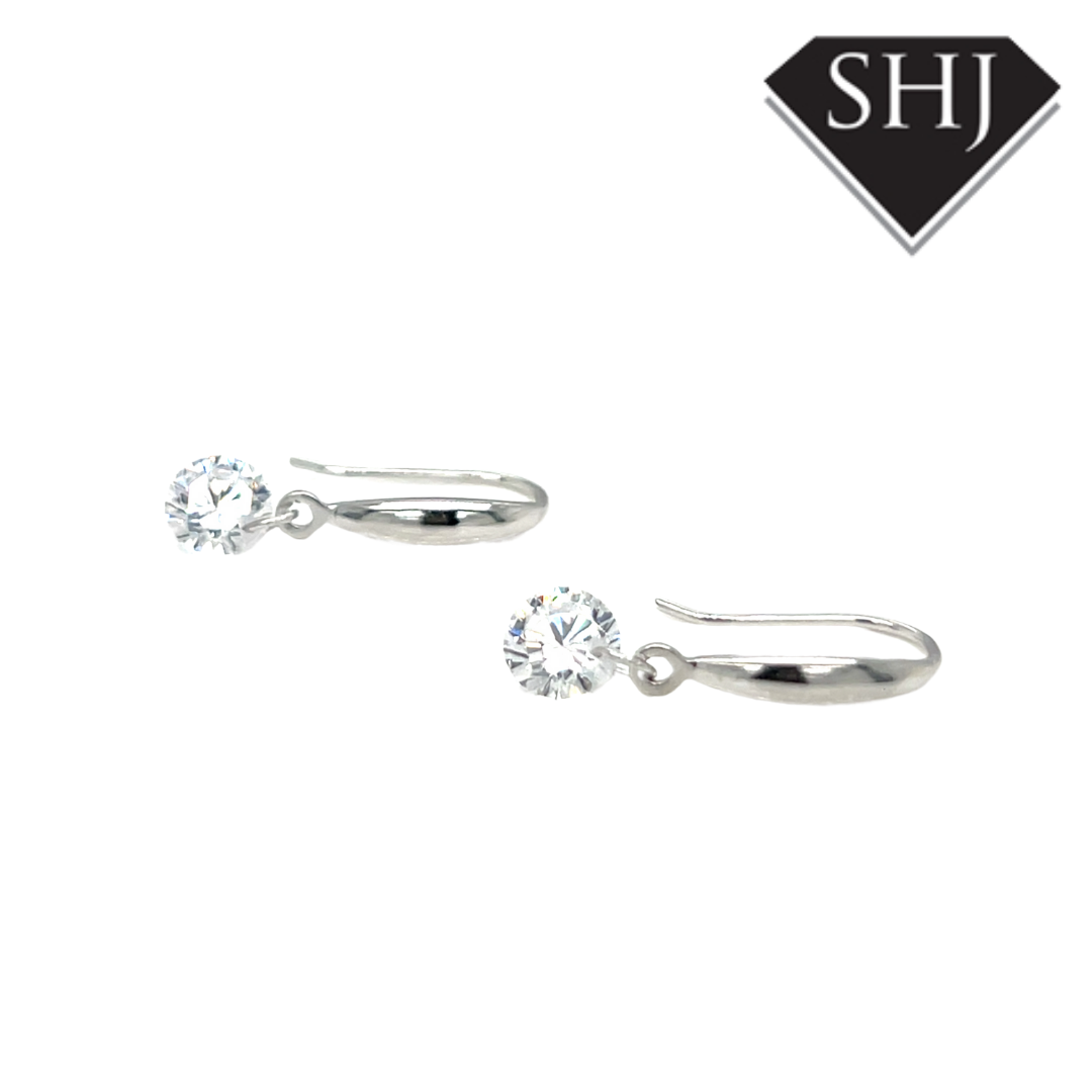 Silver CZ Drop Earrings