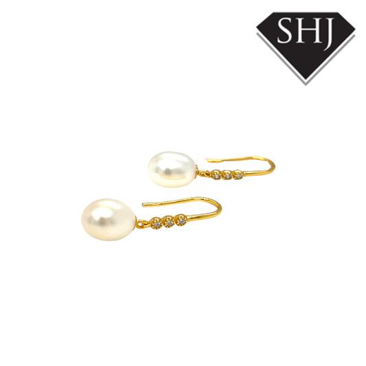 Silver Gold Plated Pearl Drop Earrings