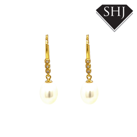 Silver Gold Plated Pearl Drop Earrings