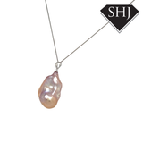 Silver Baroque Pink Pearl Pendant