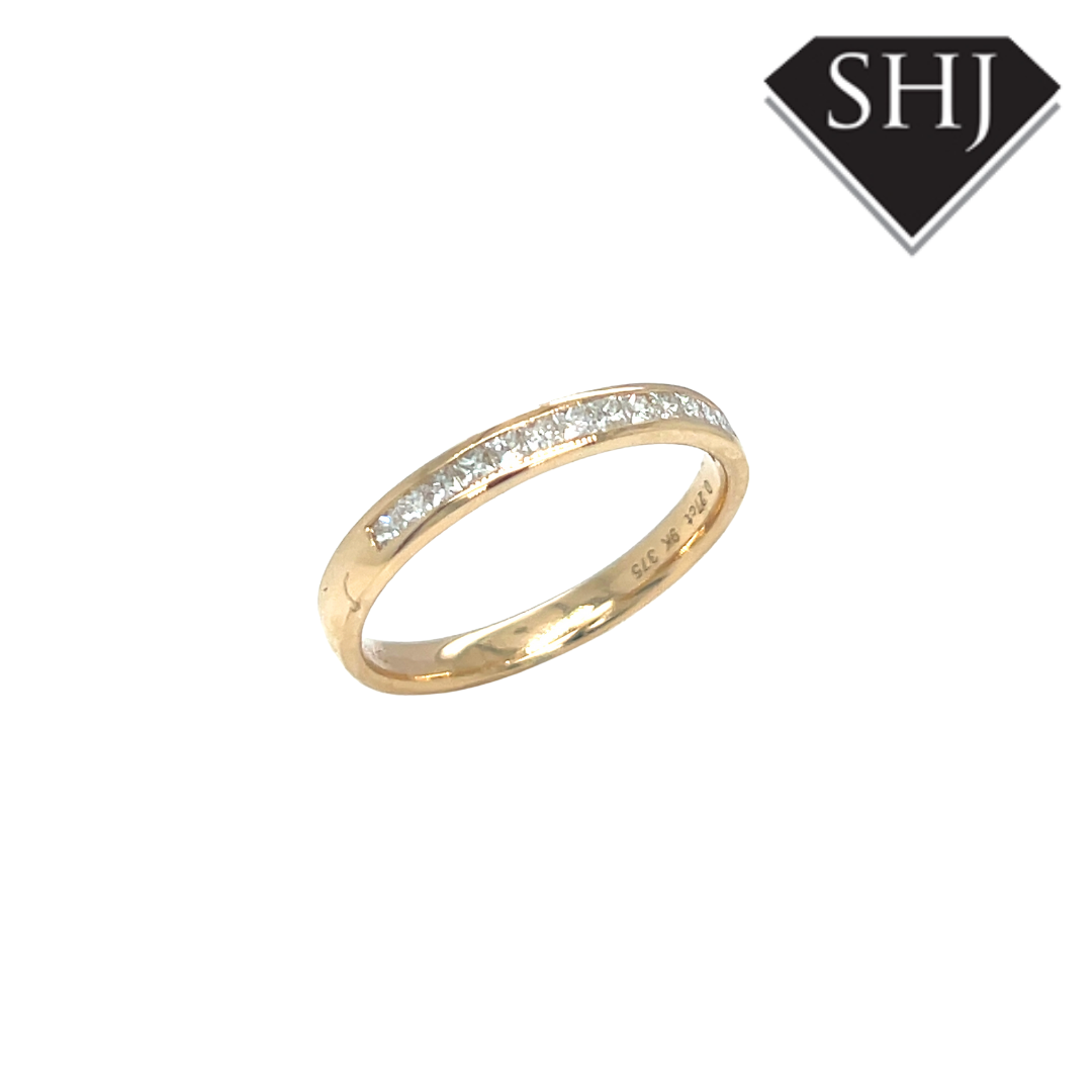 9ct Yellow Gold 0.27ct Princess Cut Diamond Eternity Ring