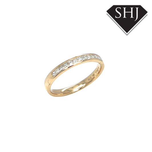 9ct Yellow Gold 0.27ct Princess Cut Diamond Eternity Ring