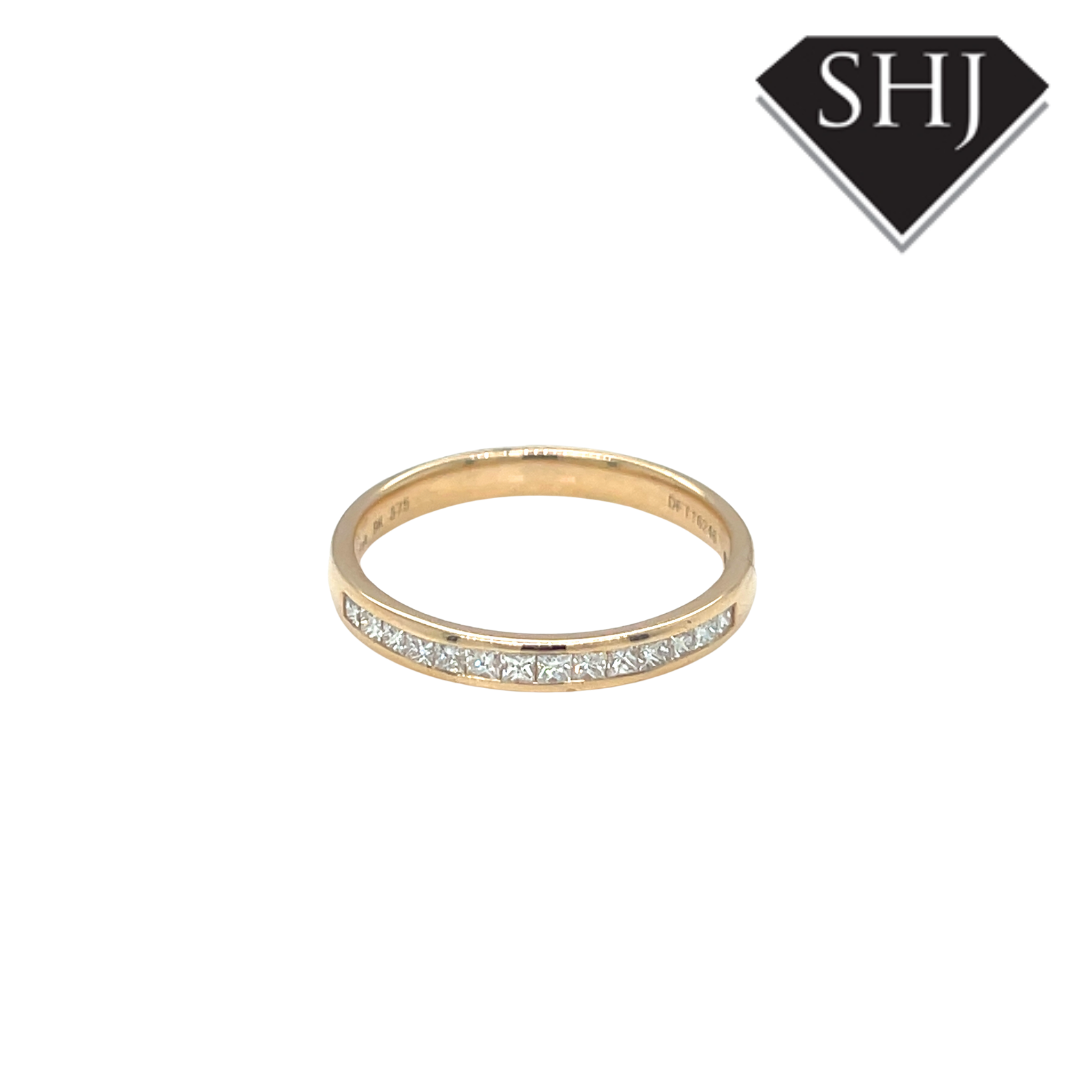 9ct Yellow Gold 0.27ct Princess Cut Diamond Eternity Ring