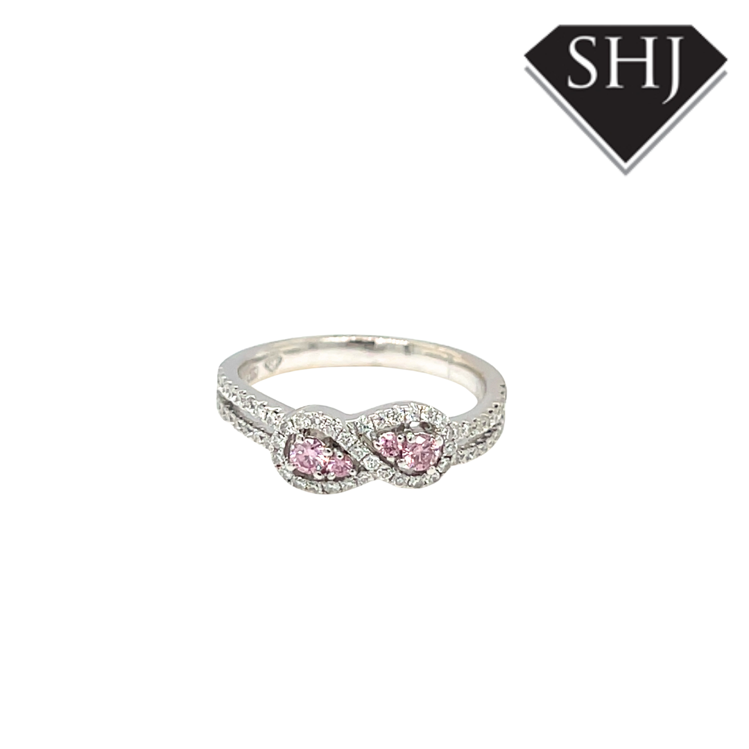 18ct White Gold Pink Diamond & White Diamond Ring